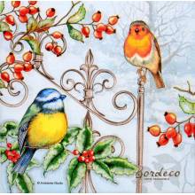 Serwetka decoupage firmy AMBIENTE ptaszki dwa 25x25cm